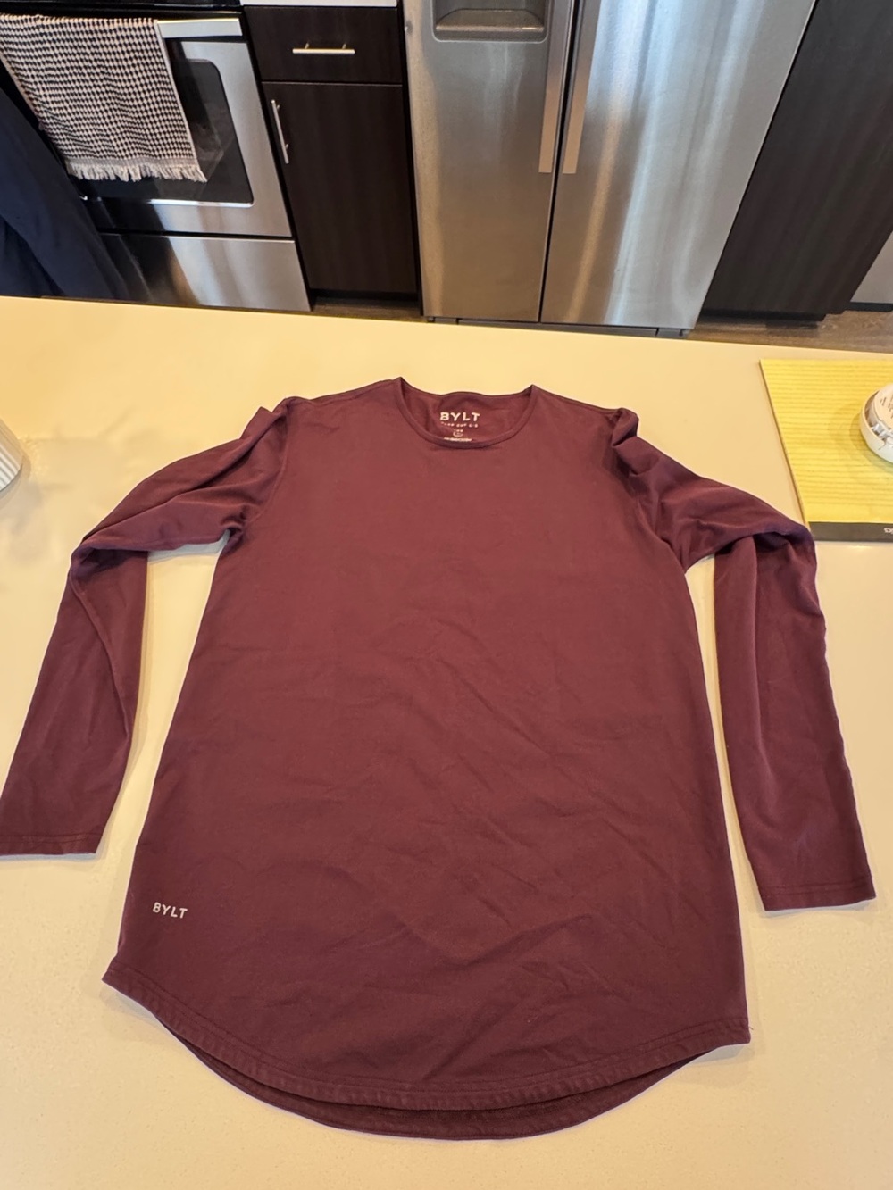 BYLT Basics Long-Sleeve Crew in Burgundy